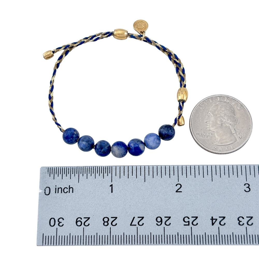 Adjustable 14kt Gold Alex and Ani Precious Threads Sodalite Bracelet - Picture 5 of 7